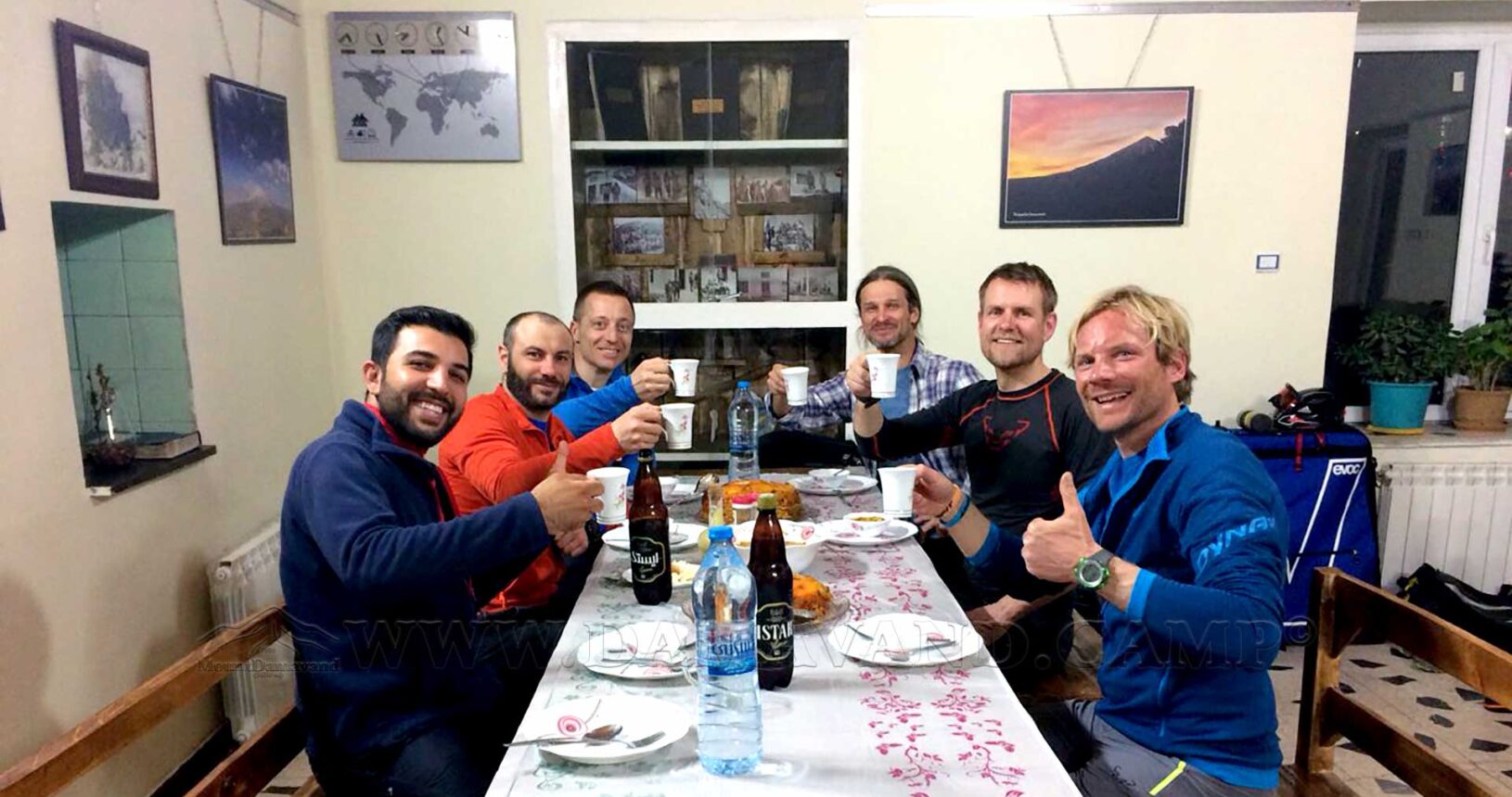 Benedikt Böhm and his team of the Sea to summit project in Iran with Rasoul Faramarzpour at Camp 1 of damavand