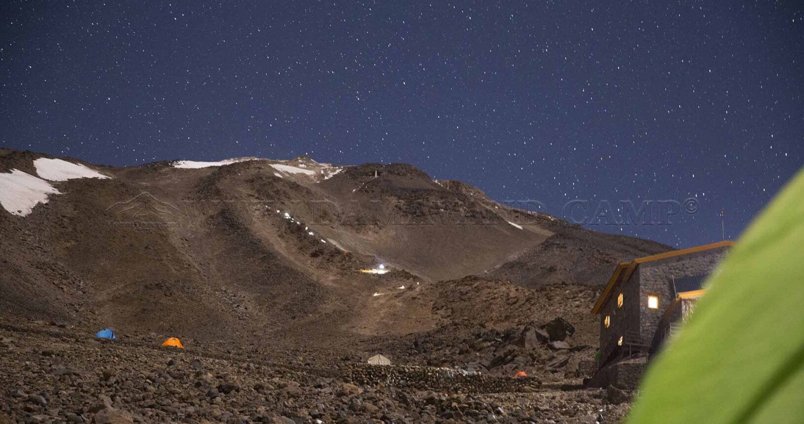 A breathtaking view of the night sky speckled with stars at Camp 3 of Mount Damavand.