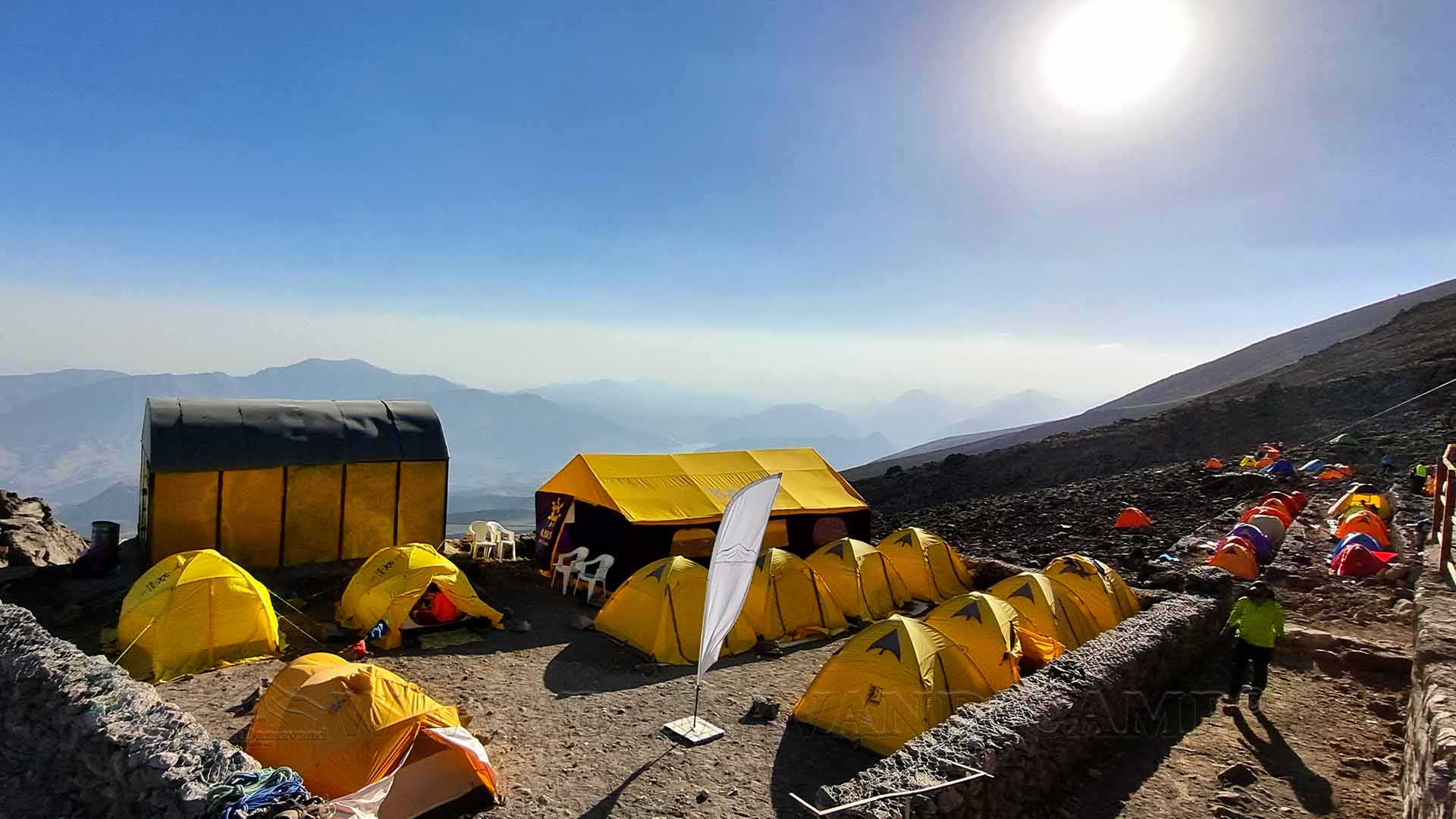 Tents provided by the Mount Damavand Group at Camp 3 on Mount Damavand.