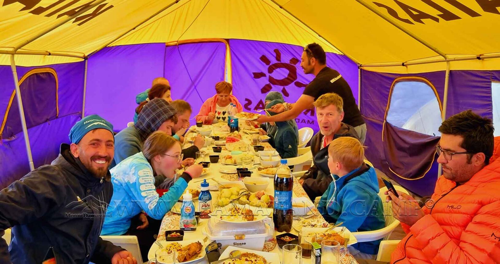 Meal Service in our spacious tent at Camp 3 of Mount Damavand
